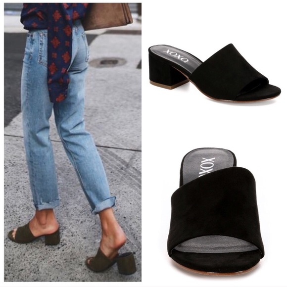 block heel open toe mules